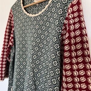 April Cornell XL 100% cotton knee length pretty knit pullover tunic/dress